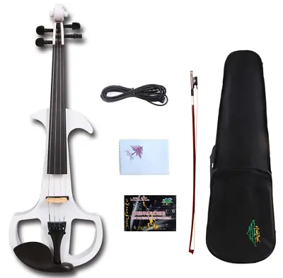 Advanced White Electric Violin 4/4 Solid Wood Sweet Tone Free Case Hand Made#EV7 • $189