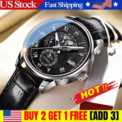 Men Watch Leather Waterproof Luminous Men's Quartz Wristwatch Luxury Man Watches • $9.99