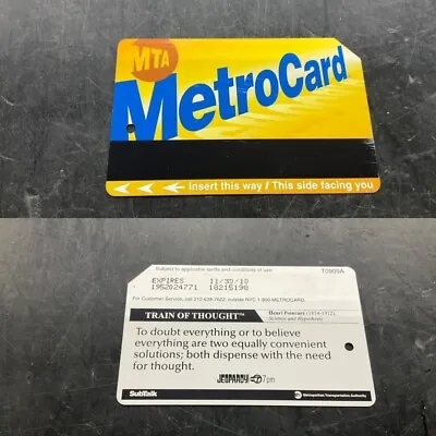 NEW YORK CITY MTA EXPIRED 2010 Subway METRO CARD  TRAIN OF THOUGHTS--TO DO  USED • $4.99