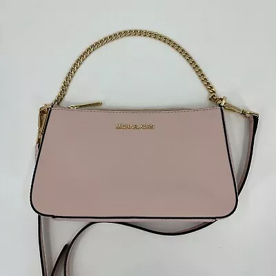 Michael Kors Jet Set Travel Pouchette Crossbody Bag Women's S Pink Gold Chain • $39.95