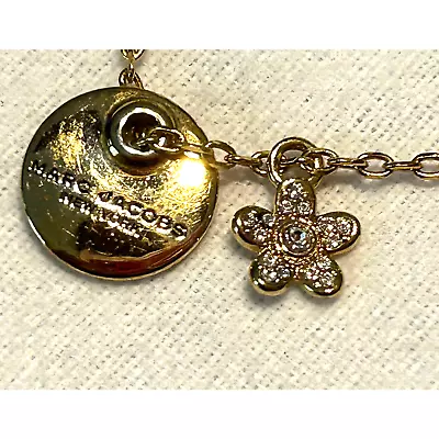 Marc Jacob’s Crystal Flower Charm Gold Tone Necklace • $17