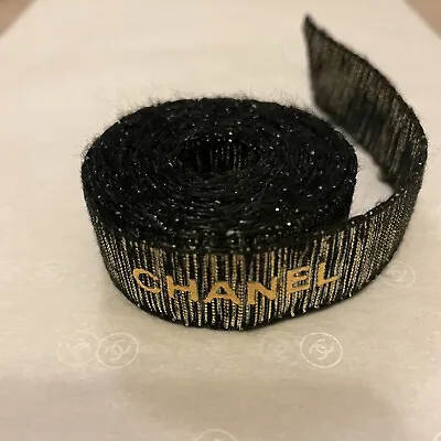 Chanel Holiday Gift Wrap Ribbon Gold Black 180cm • £5.99