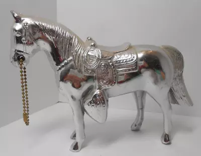 Vintage Silver Tone Pot Metal Carnival Western Horse 5  X 7  Prize Figurine • $15