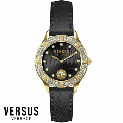 Versus By Versace VSP261419 Canton Road Swarovski Gold Black Women's Watch NEW • $399