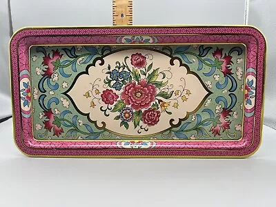 Vintage Daher Decorated Ware Floral Pink Metal Serving Tray England • $29.99