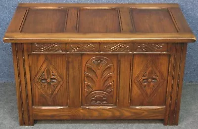 Reprodux Bevan Funnell Period Style Carved Oak Coffer Blanket Box • £295