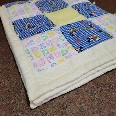 Mickey Mouse ABCs Vintage Handmade Baby Quilt Crib Blanket Nursery Soft 34 X42  • $25.46