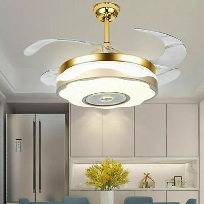 42 Inch Acrylic Ceiling Fan Light Fandelier Retractable Blade Fanlamp W/ Remote  • $73.15