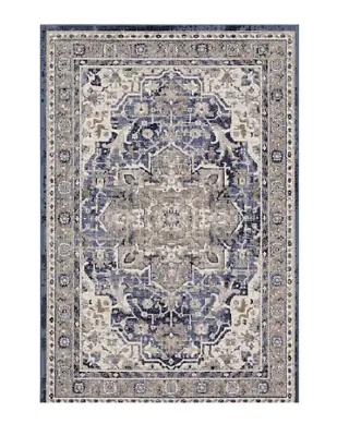 Mohawk Evelyn 2x 4 Blue Geometric French Country Throw Rug • $35.99