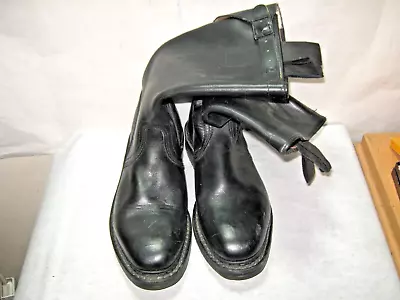 Vtg German Army Continental Pull On Leather Boots W Buckle & Screws In Sole Sz 9 • $99.99