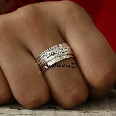£8.36 • Buy Spinner Ring 925 Sterling Silver Ring Spin Meditation Ring  Anxiety Ring BFC75