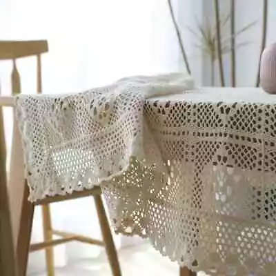 Cotton Crochet Tablecloth Hollow Handmade Vintage Lace Table Cover Towel Decor • $61.96