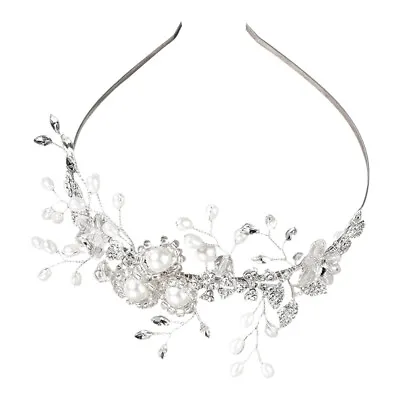 Women Pearl Leaf Headdress Bride Hair Band Wedding Hair Headpiece Bridal  J • £12.10