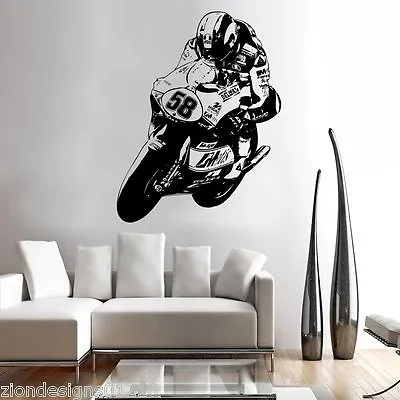 MARCO SIMONCELLI 58  WALL ART 01 Motorcycle Racer Decal Graphic Adhesive UNIQUE • $24.85