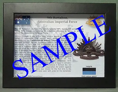 9th Battalion Australian Imperial Force - Framed Memorabilia And Militaria • £46.68