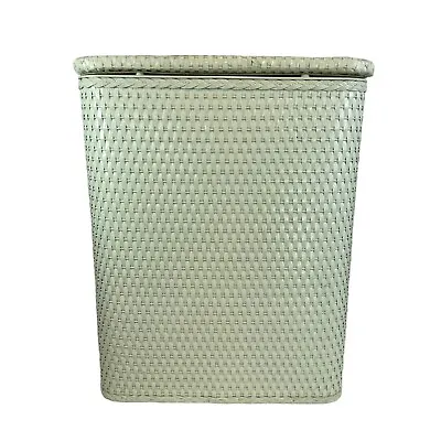 Vintage Redmon Mint Green Woven Wicker Laundry Clothes Hamper Basket With Liner • $64