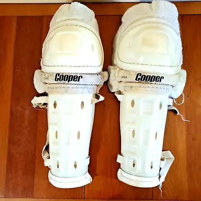 Vintage 70s-80s White On Cooper DG8 Hockey Shin Leg PADS GUARDS Knee Collectors • $103.85