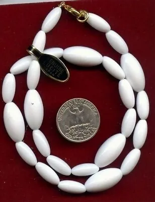 1 Vintage Japanese Genuine Lucite White Beaded Oval Tube Necklace  W520 • $2.24