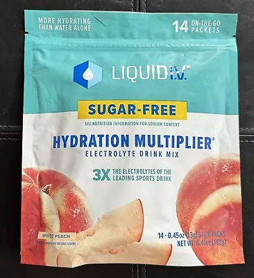 Sugar-Free Liquid IV Hydration/Electrolyte White Peach 14 Stick Packs BB 10/25 • $18.75