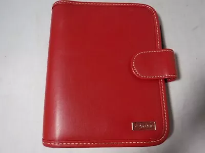 Ga12 Day One Franklin Covey Red Faux Leather Snap Closure Planner 6 Ring Binder • $14.99