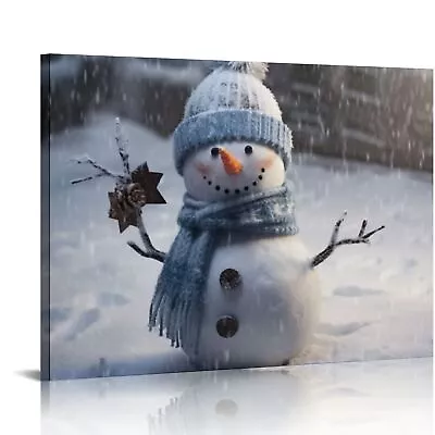 Christmas Snowman Canvas Wall Art Decorations Snowy Weather • $21.60