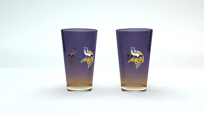 NFL Minnesota Vikings 2er Pint Glass Glasses Set Beer Glass 475ml Team Colours • $33.70