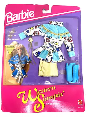 Mattel Barbie Western Stampin Fashions 10341 Turquoise Nip Vtg 1993 Cowgirl Boot • $49.97