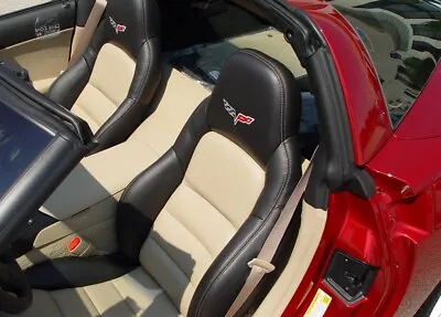 Corvette C6 Sports 2005-2011 Black & Oak Fuax Leather Car Seat Covers • $270
