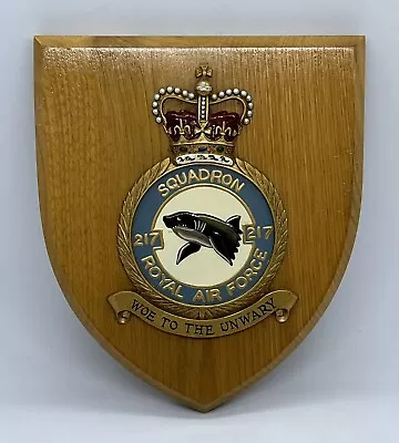 Vintage - Squadron Wall Plaque - Wooden - RAF 217 Squadron - Woe To The Unwary • £14.99