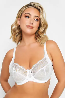 Yours Curve Womens Plus Size White Stretch Lace Underwired Bra • £24