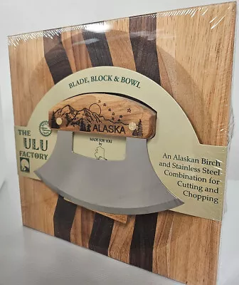 Alaska Ulu Stripe Wood Chopping Bowl-board Mountain Dipper Design Birch Handle • $67.99