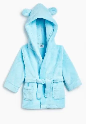 Baby Boys Dressing Gown Hooded 3D Bathrobe With Ears Plush Babies House Coat  • £6.95