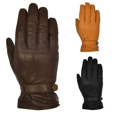 Oxford Holton Classic Short Leather Motorcycle Gloves Touring Motorbike Glove CE • £19.99