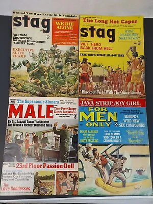 Lot  Of 4 Vintage Mens Adventure Pulp Magazines Stag Men Only Male 1966 1967 • $29.75