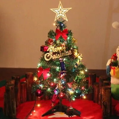 £5.89 • Buy 2FT Mini Artificial Christmas Xmas Tree W/ Lights Mini Decoration + Topper Stars