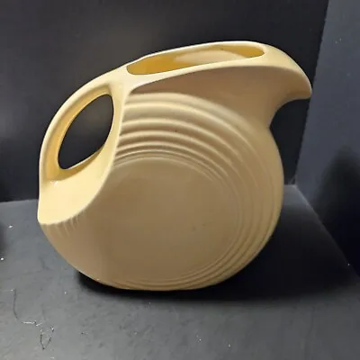 Fiesta Ware Disc Pitcher Jug Large Yellow USA Vintage With Dimple  • $24