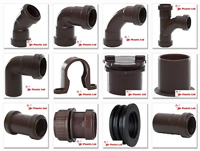 Polypipe 32mm Push Fit Waste Pipe Fittings In Brown (actual Size 34mm) • £1.73