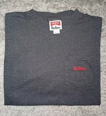 NEW Vintage 90s MARLBORO POCKET Tee Shirt Black Striped Embroidered XL NWOT • $39.99