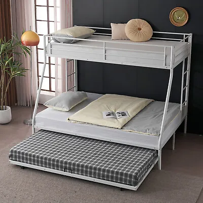 Heavy Duty Metal Bunk Bed Frame Twin Over Full Size With Trundle And Stairs • $248.98