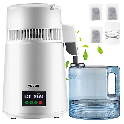 VEVOR 4L Water Distiller 1L/H Distilled Water Filter Timing & Temp Display White • $101.99