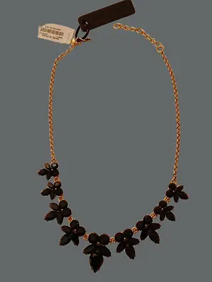 J.Crew Gold Tone Black Acrylic Stone Cluster Statement Necklace 19.25  NWT  • $26