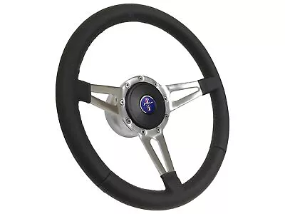 1979-82 Ford Mustang 9-Bolt Black Leather Steering Wheel Kit 3-Spoke Slots Pony • $311.84