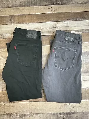 Lot 2 Levi’s 541 Men 33 X 28 Gray Black Jeans Athletic Stretch Denim Tag 32x30 • $39.99