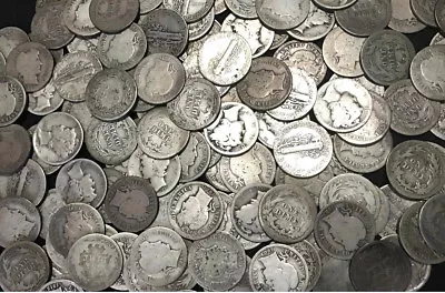 ✯ Old U.S. SILVER Estate Coin Lots ✯ Mercury Dime Barber Dime ✯ Antique Vintage✯ • $9.99