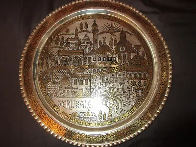 Vintage Mesika Brass & Silver Plated Serving Tray Made In Israel • $138