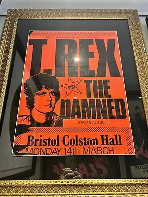 The Damned TRex Bristol Mega Rare ORIG '77 Promo Gig Poster COA Punk Sex Pistols • £2395