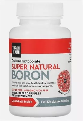 Vibrant Health Super Natural Boron - Patented Calcium Fructoborate - 60 Cap 2/26 • $14.99