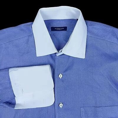 Burberry London Dress Shirt Size 15.5 French Cuff Contrast Collar Blue Button Up • $26.08