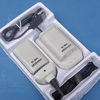 $19.81 • Buy For Xbox 360 Battery + Charger Cable Pack USB Wireless Rechargeable-Controller