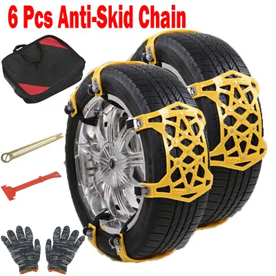 Universal Snow Chains 6Pcs Car Anti-Skid Chains Tire Chain For Pickup Trucks Van • $35.09